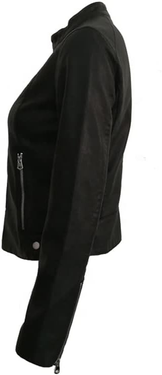 Stylish Solid Motorbike Leather Jacket - KL34
