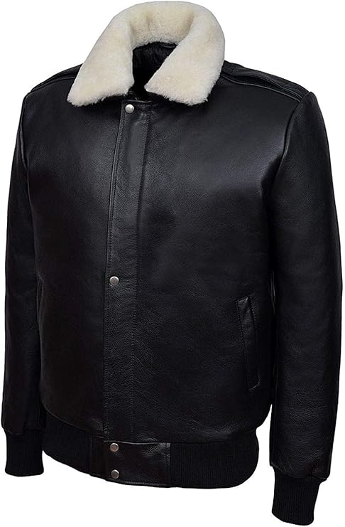 Leather Jacket with Faux Fur Collar