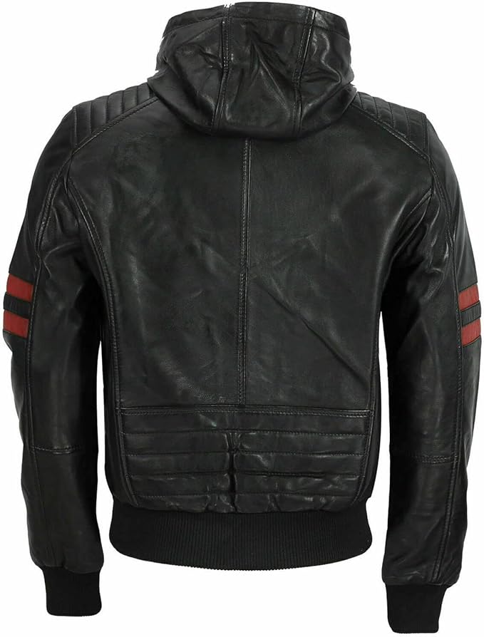 Leather Jacket with Red Stripes