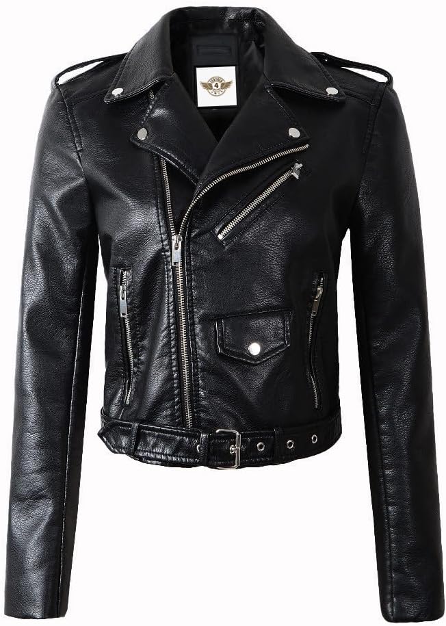 Leather Jacket With Belt Zipper  - KL29