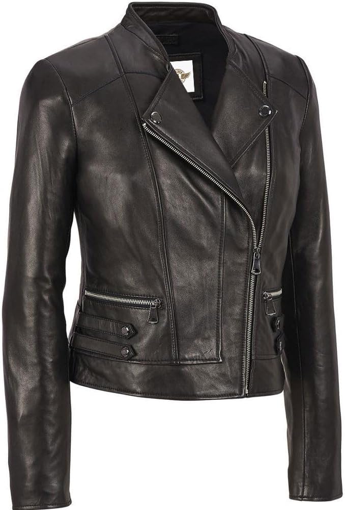 Real Lambskin Leather Biker Jacket - KL32