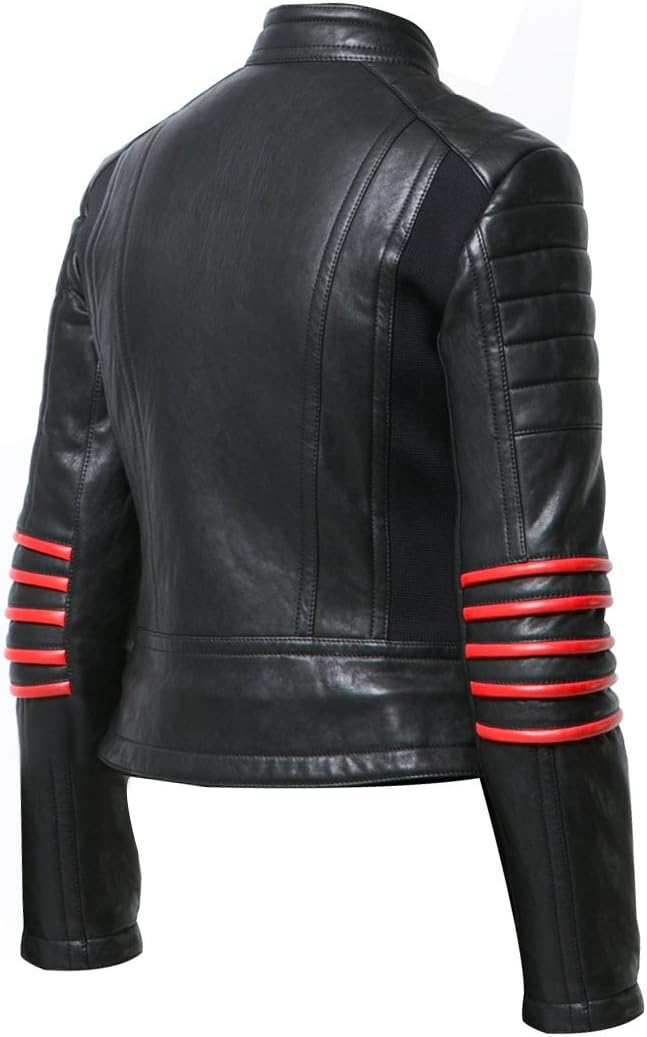 Leather Biker Jacket with Zippers - KL10