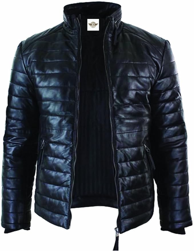 Puffer leather Jacket