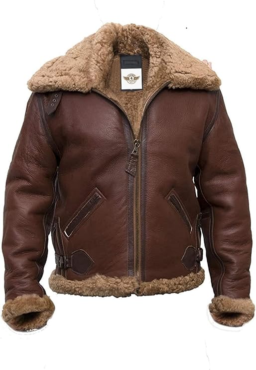 Leather Bomber Jacket with Fur Collar