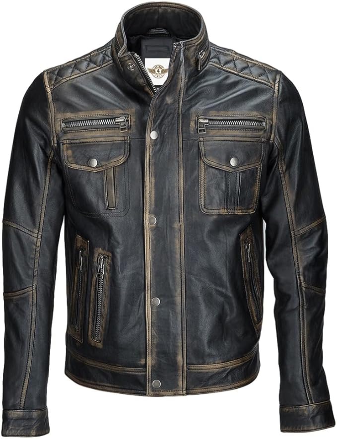 Vintage Distressed Leather Jacket