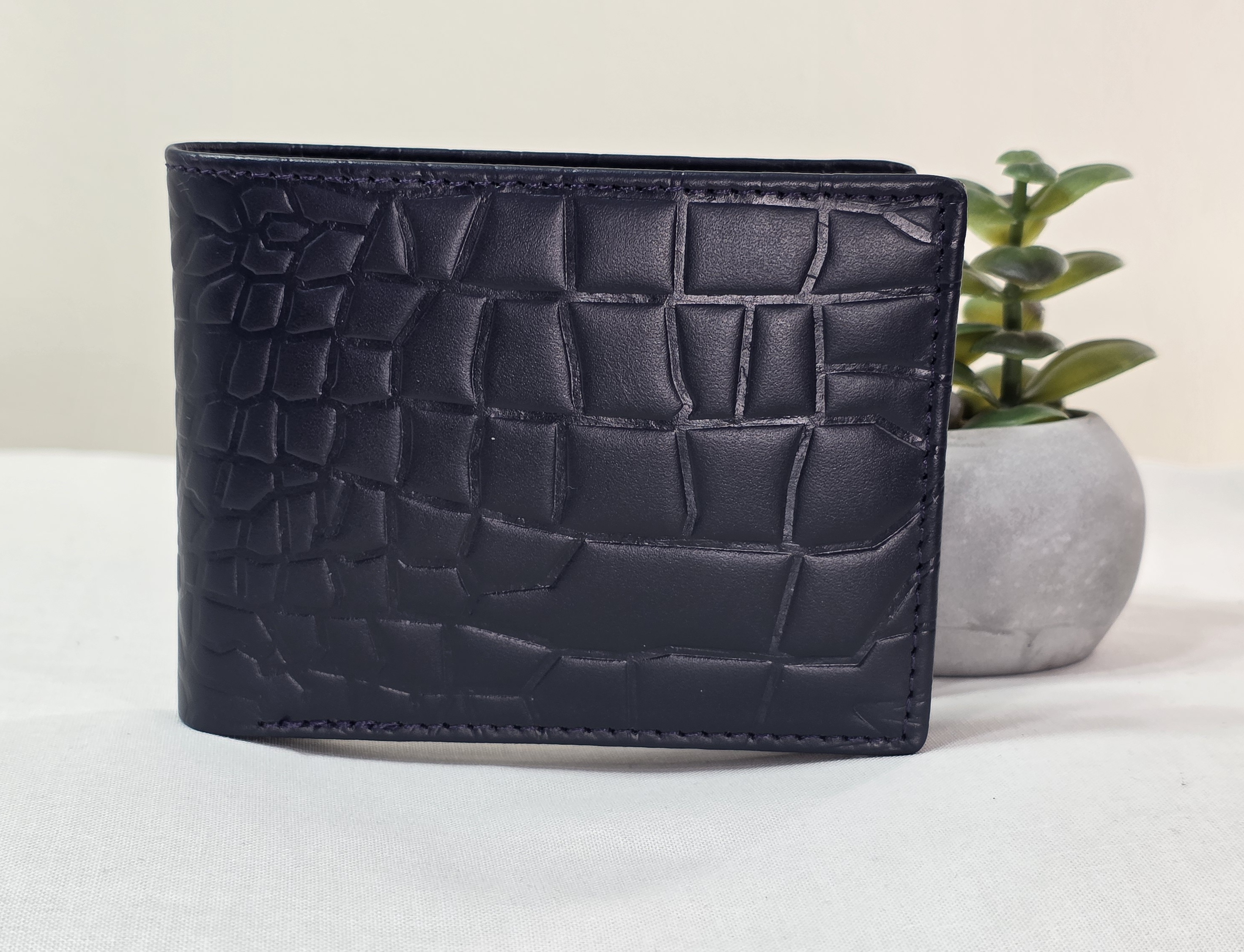 Croc-Textured Midnight Navy
