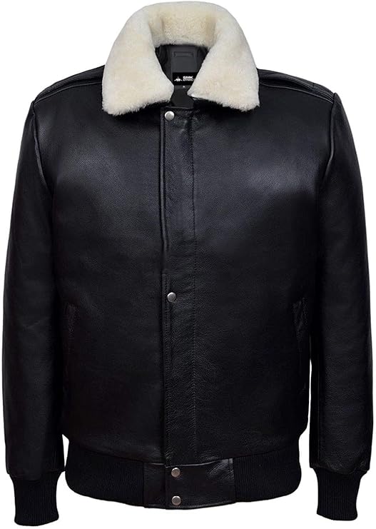 Leather Jacket with Faux Fur Collar