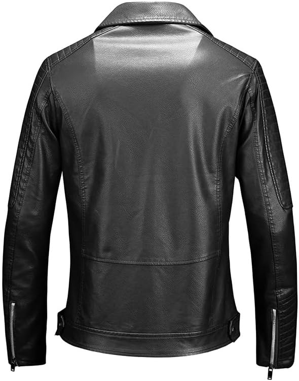 Men's Black Leather Moto Jacket