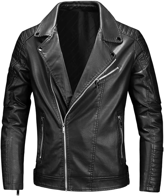 Men's Black Leather Moto Jacket
