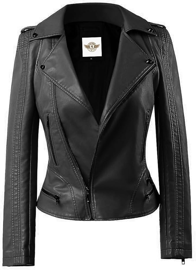 Designer Black Biker Leather Jacket - KL20