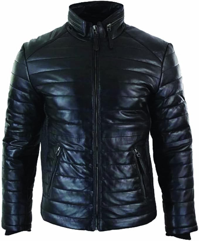 Puffer leather Jacket