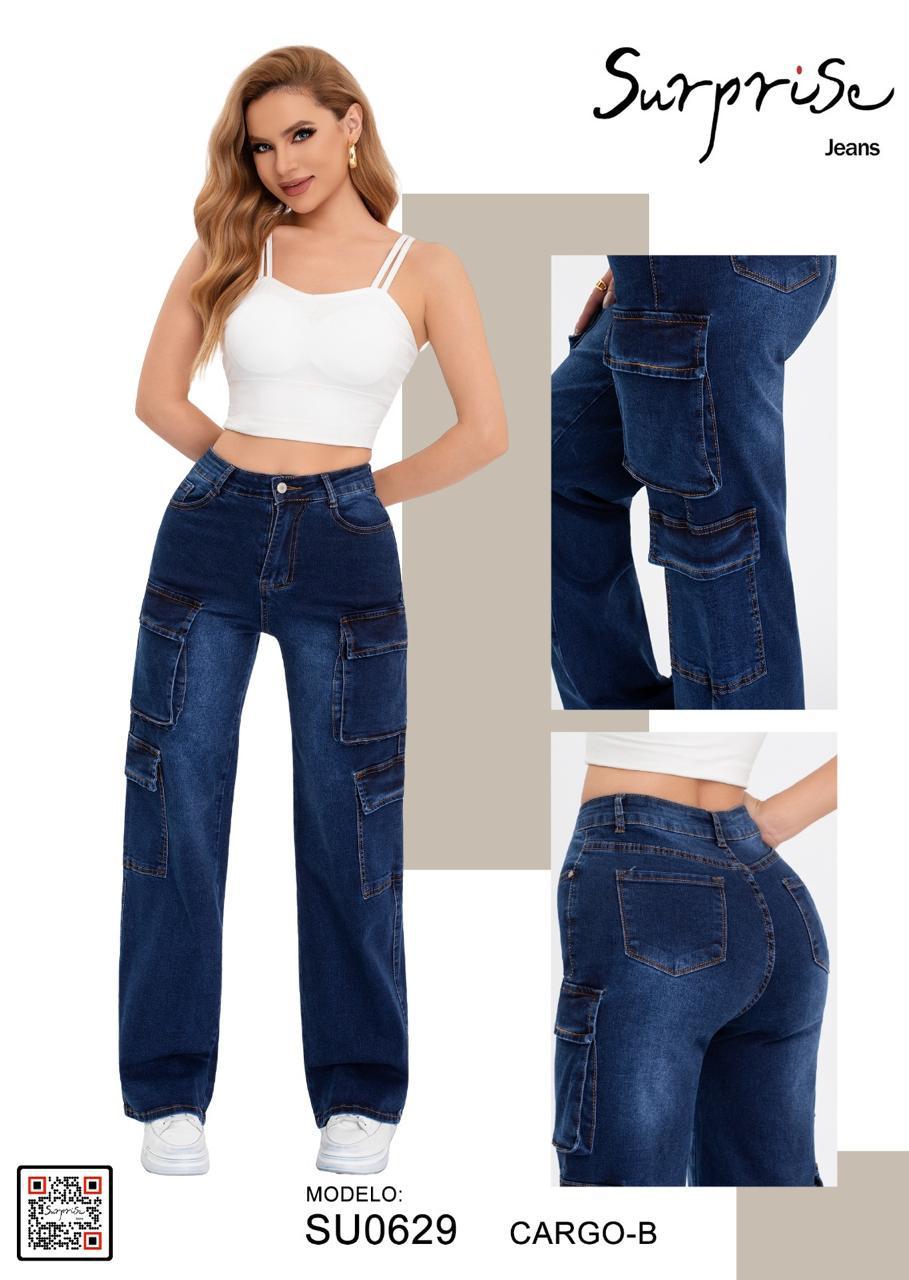 Pantalón cargo SUPRISE mezclilla