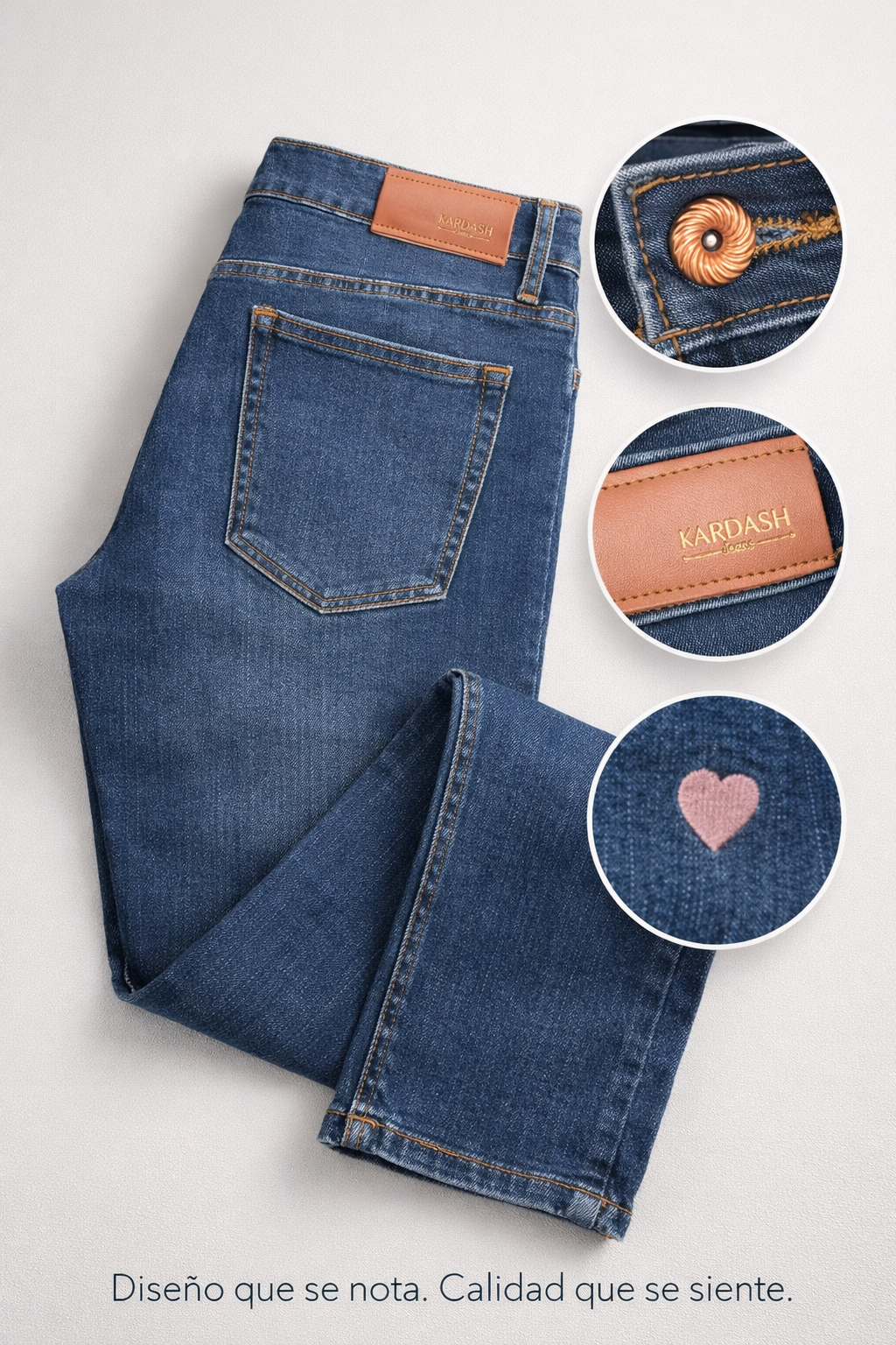 Jeans Dama Holgados Con Bordados De Flor - Azul Medio