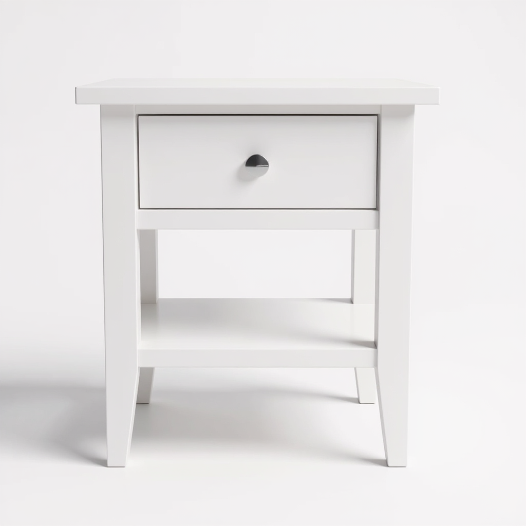 White bedside table