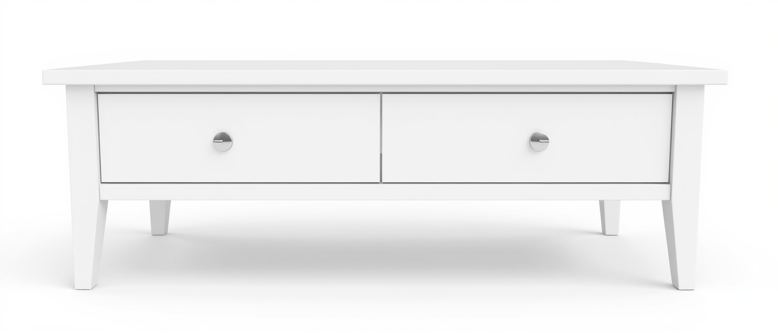 White coffee table with drawers