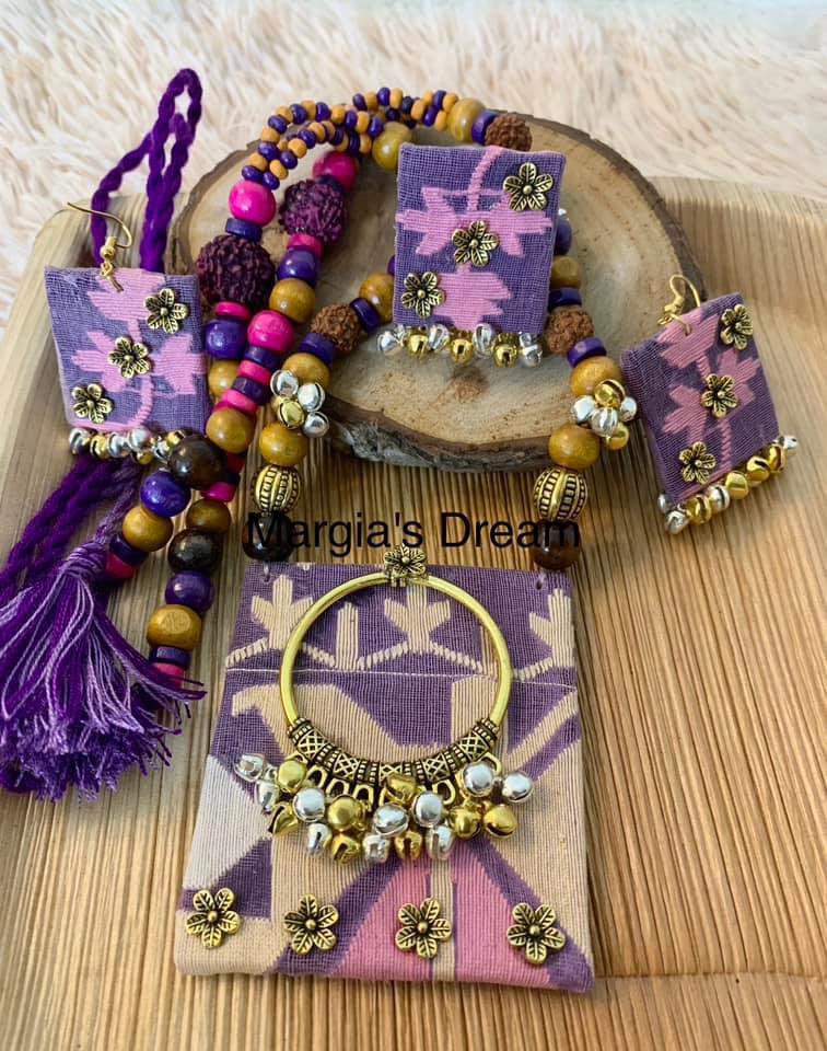 Handcrafted Artisan Upcycled Jamdany Jewellery