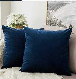 Navy Blue Velvet Throw Pillows