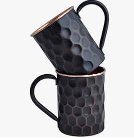 Textured Black Ceramic Mug Set