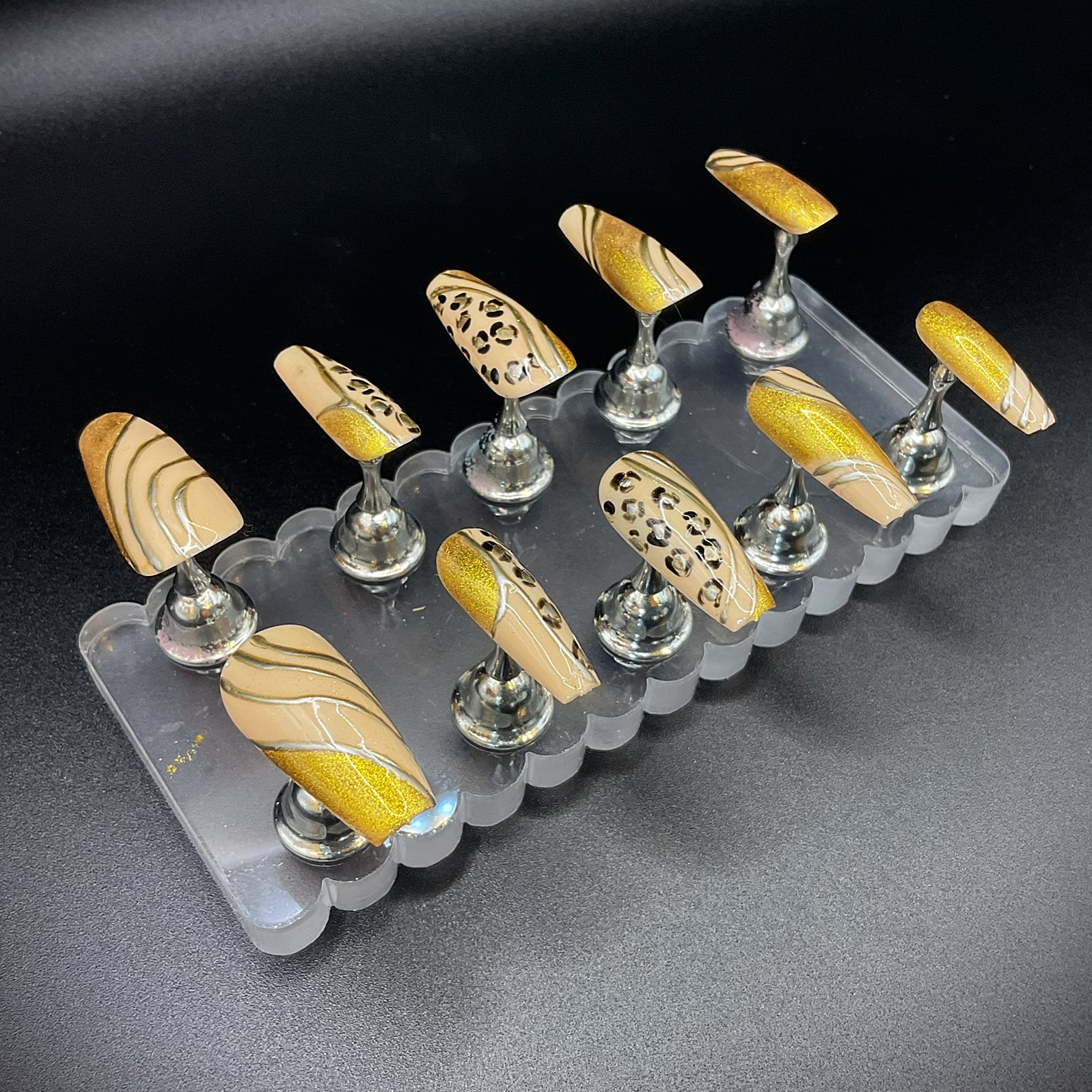 Golden leopard print - Coffin Medium