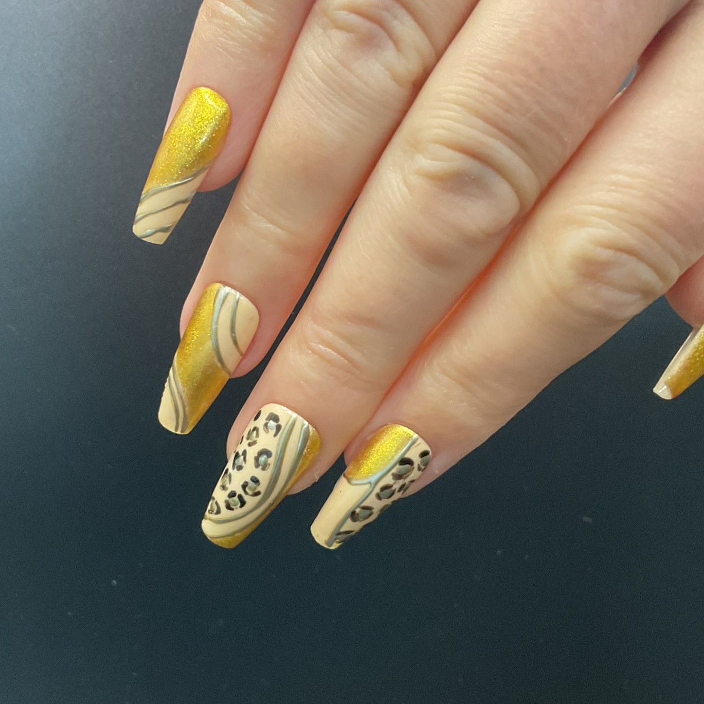 Golden leopard print - Coffin Medium