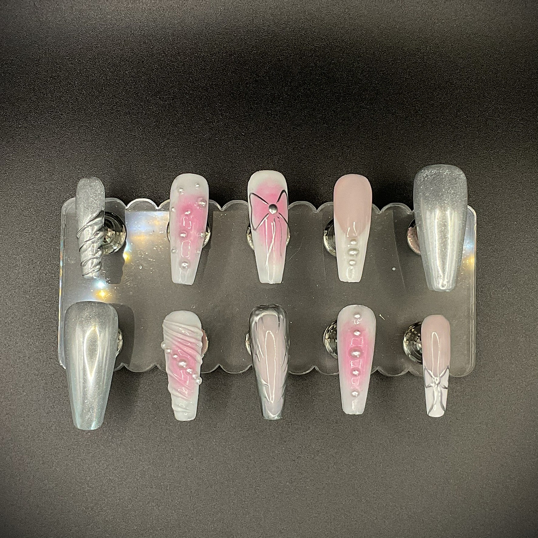 Pink and silver mix match - Coffin Long