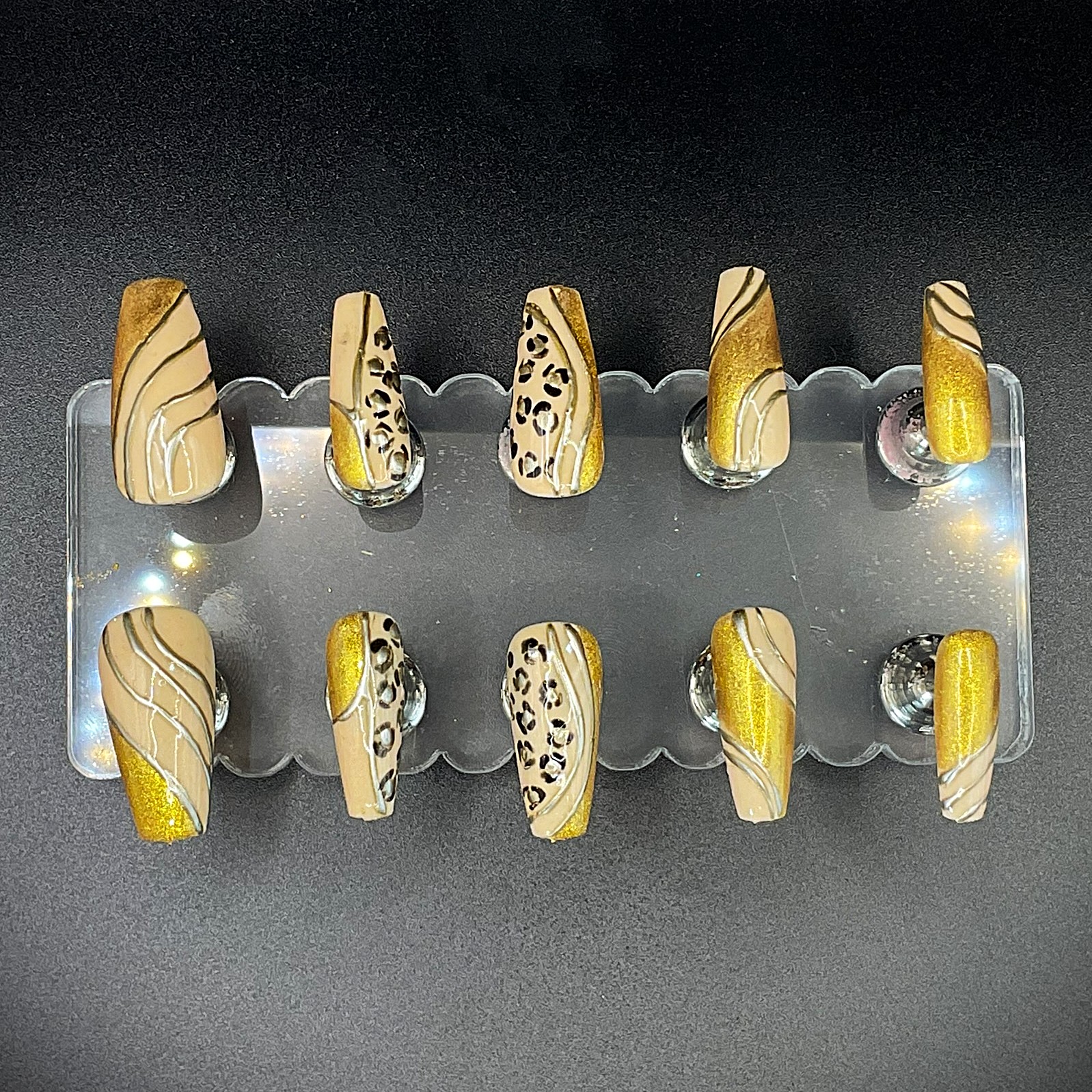 Golden leopard print - Coffin Medium