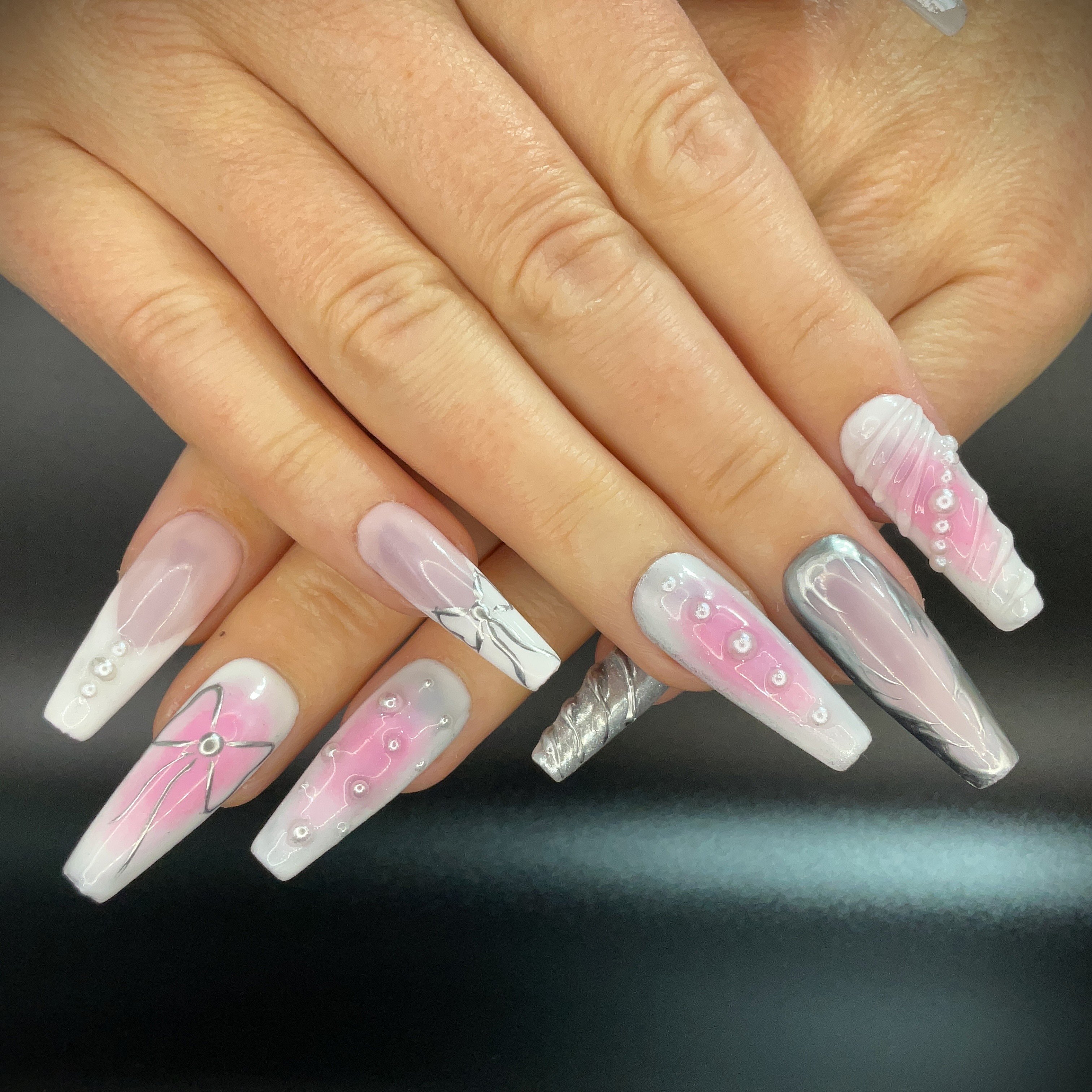 Pink and silver mix match - Coffin Long