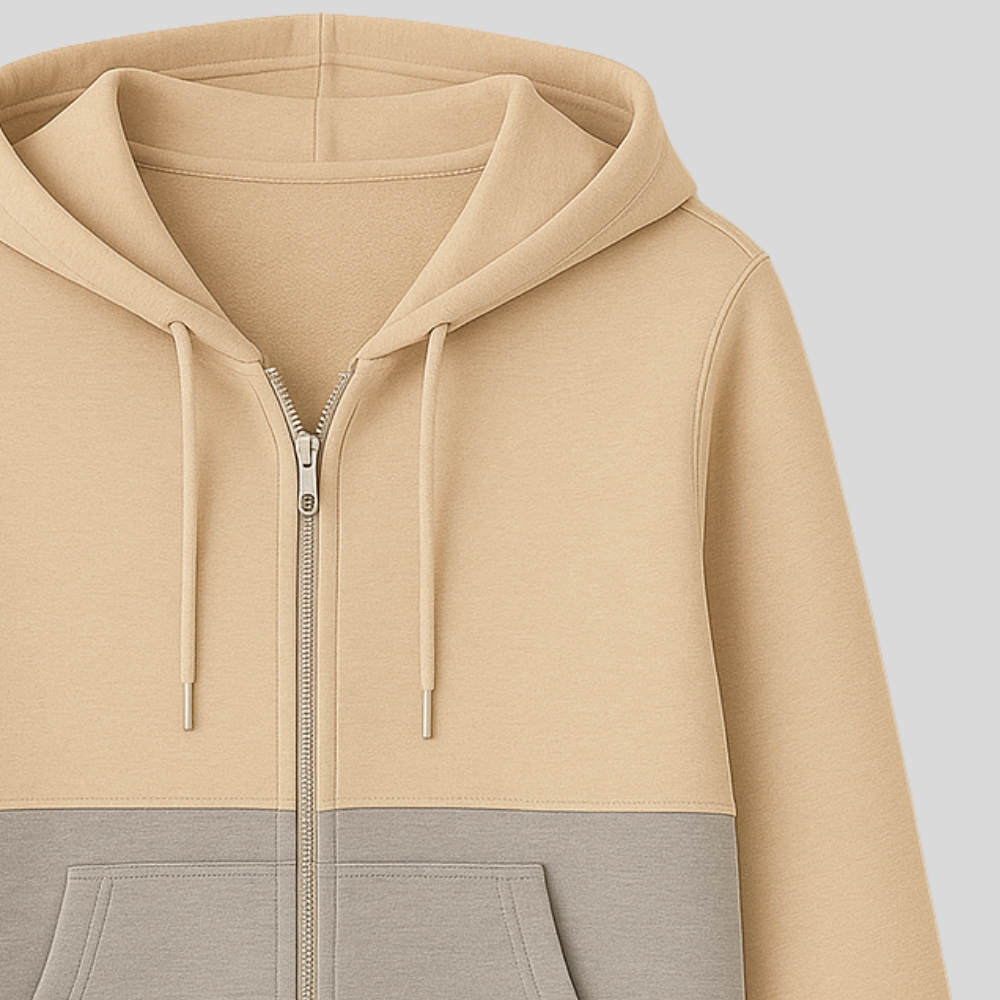 Color Block Zip-Up Hoodie