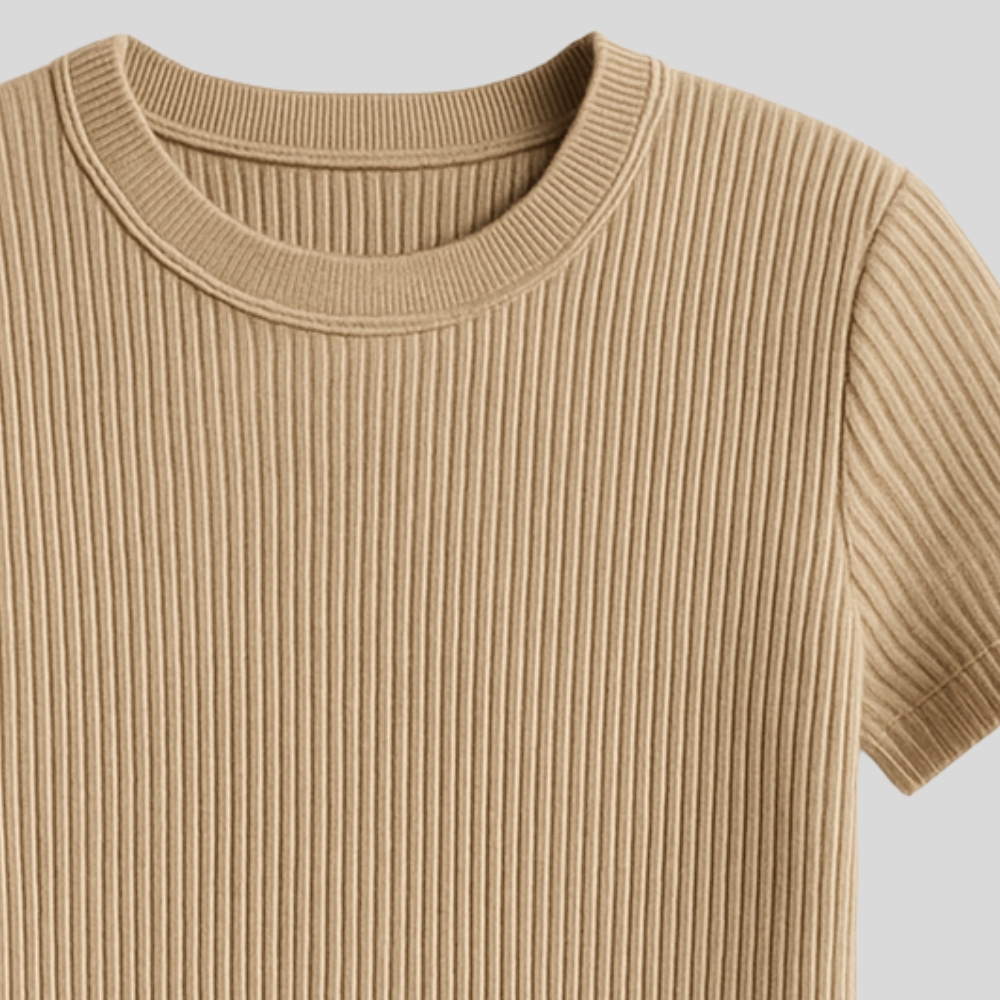 Ribbed Knit T-Shirt