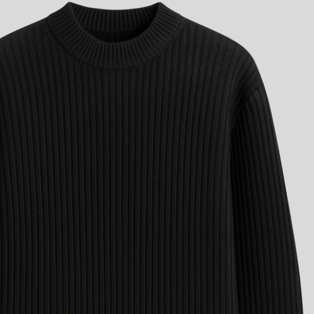 Turtleneck Ribbed Knit Sweater