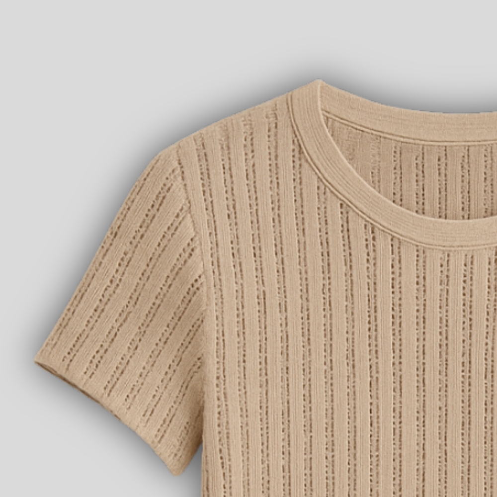 Ribbed Knit T-Shirt