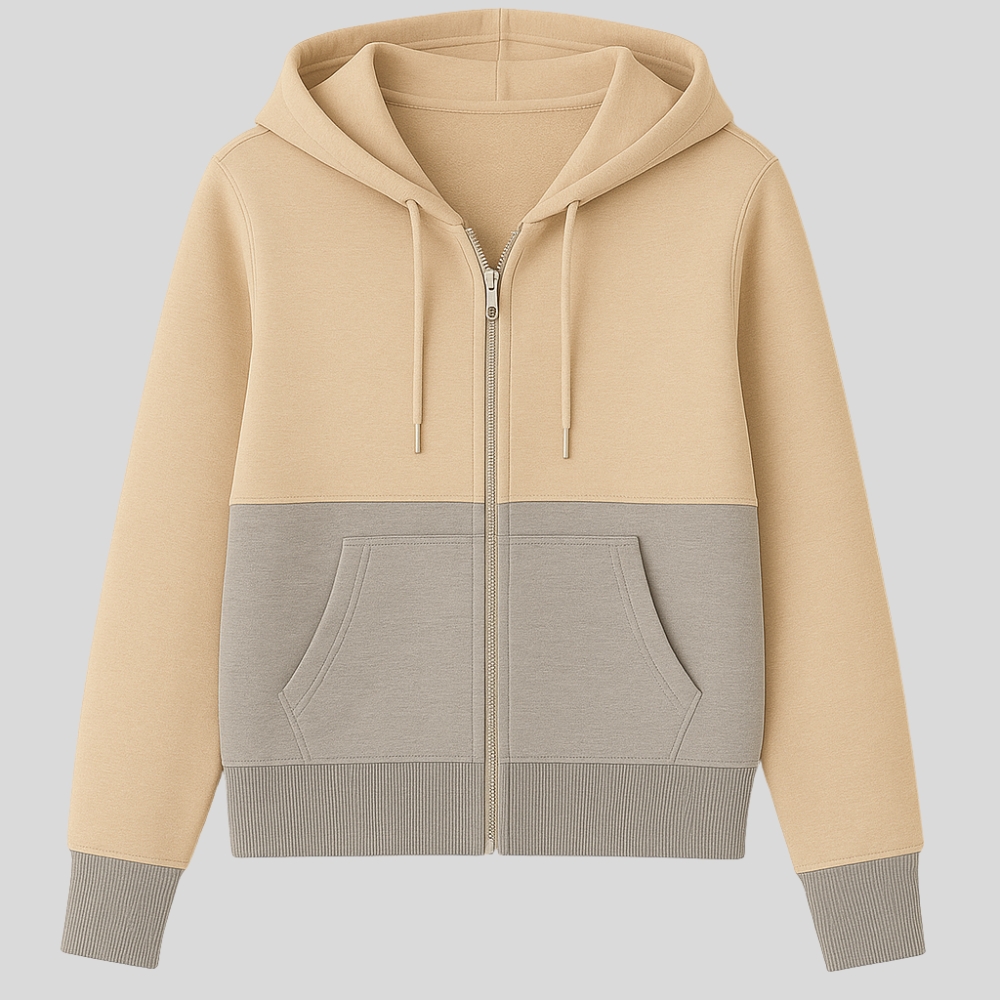 Color Block Zip-Up Hoodie