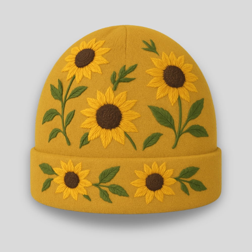 Floral Embroidered Beanie