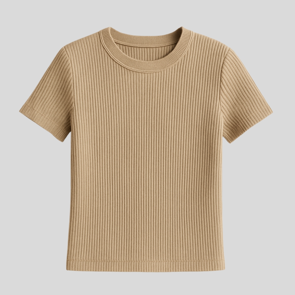 Ribbed Knit T-Shirt