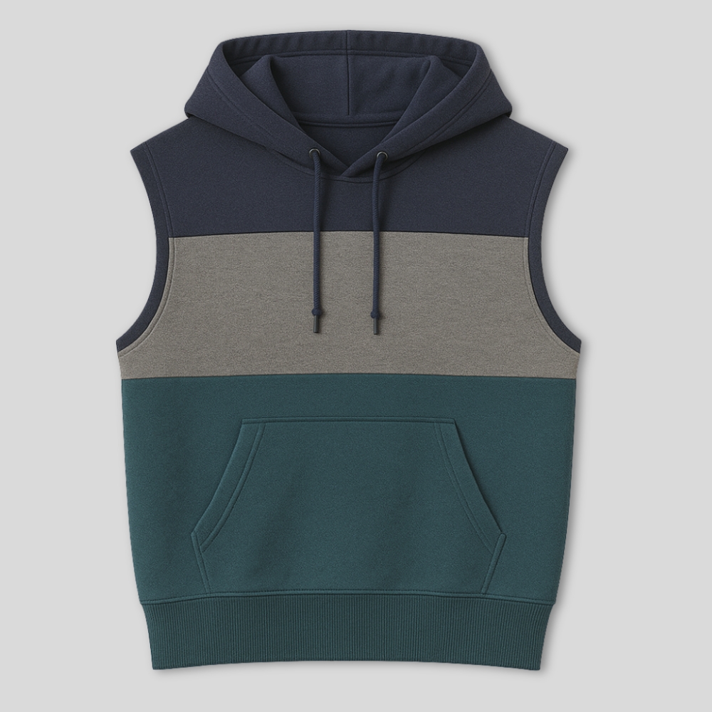 Sleeveless Color Block Hoodie