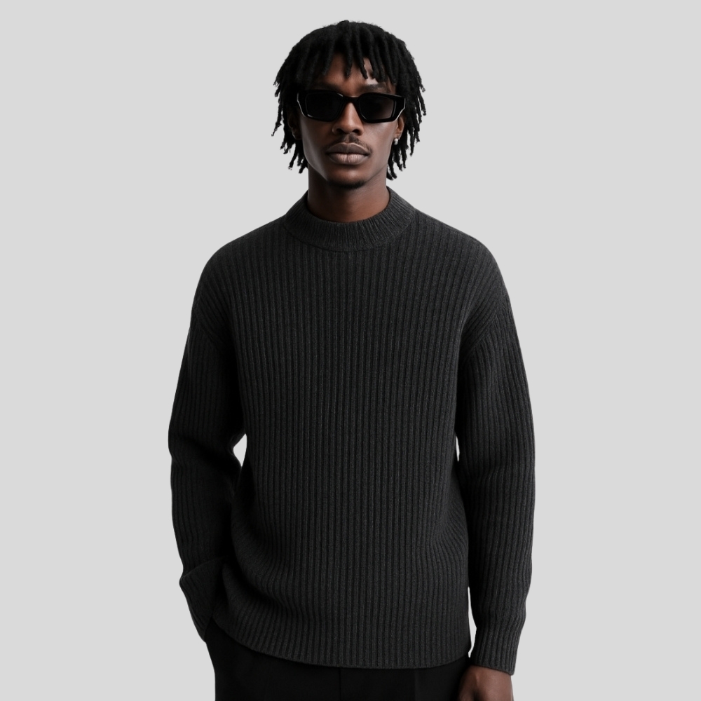 Turtleneck Ribbed Knit Sweater