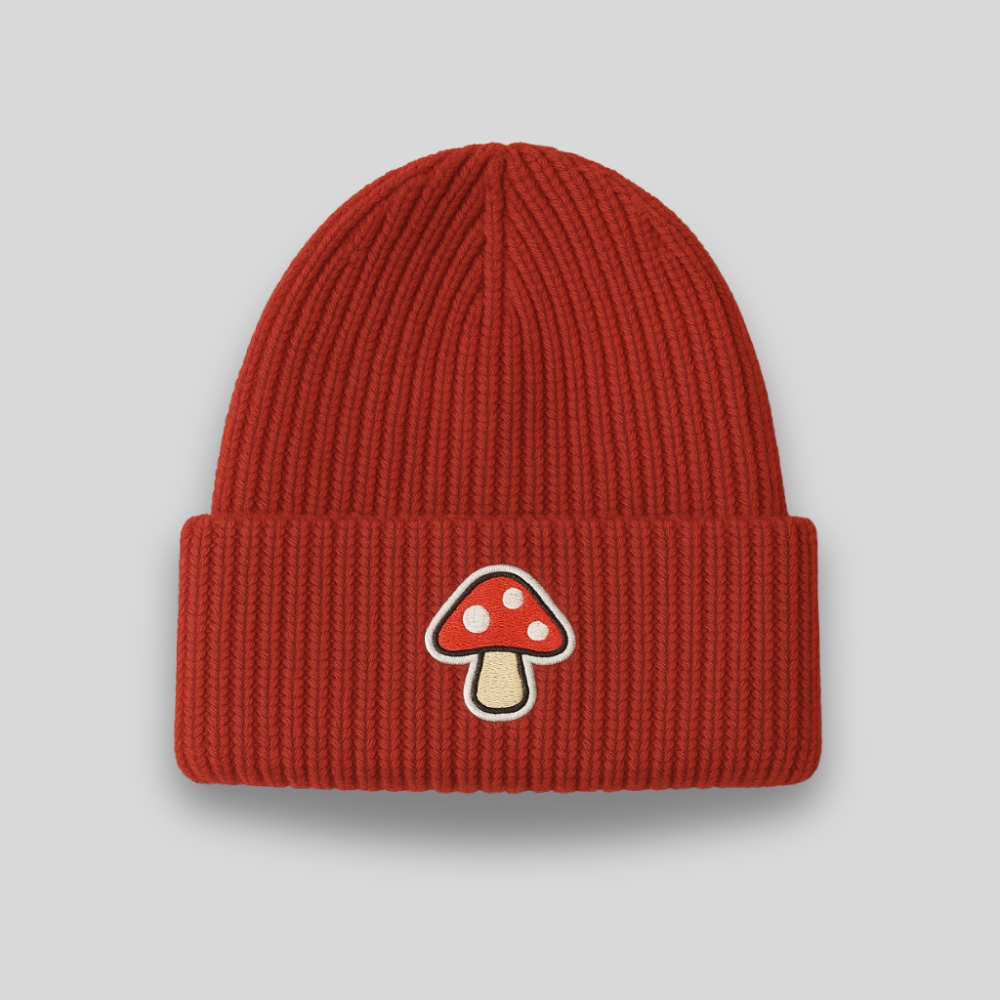 Embroided Tag Knit Beanie