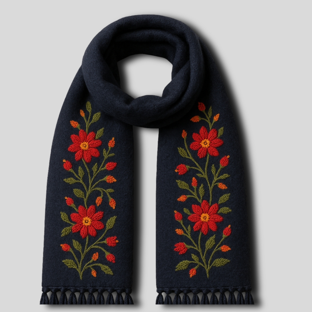 Floral Embroidered Scarf
