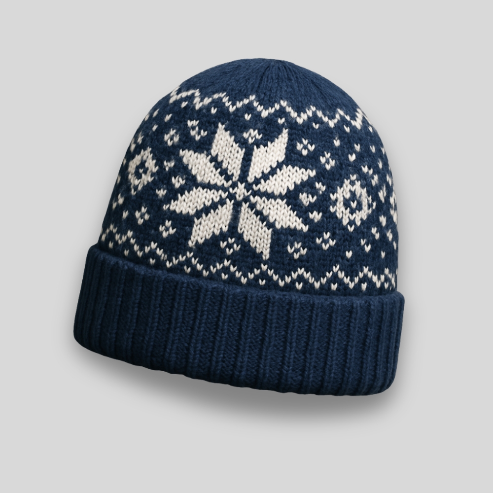 Nordic Snowflake Knitted Beanie
