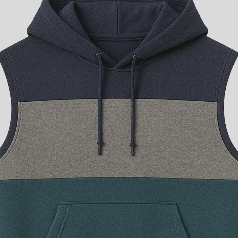 Sleeveless Color Block Hoodie