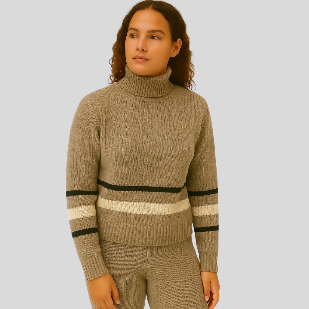 Knit Turtleneck Sweater with Trousers
