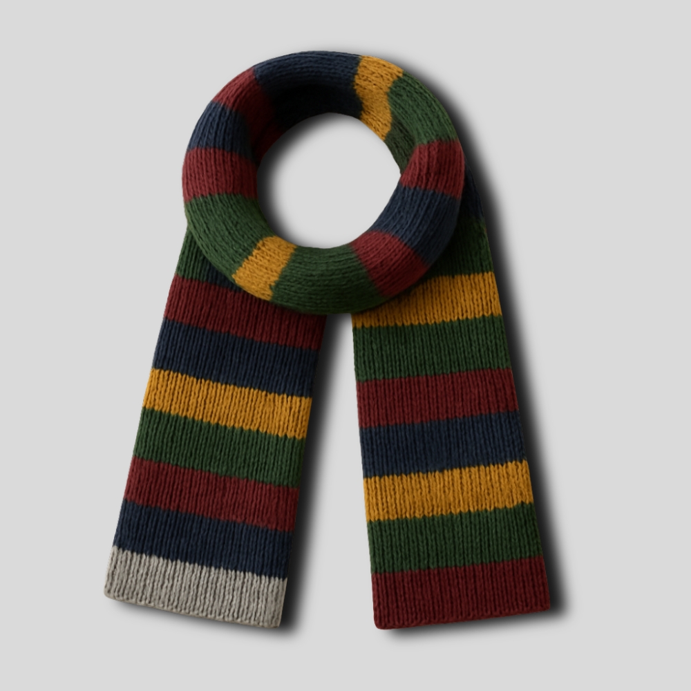 Multicolored Striped Wool Scarf