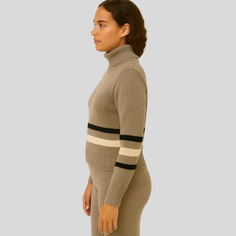 Knit Turtleneck Sweater with Trousers