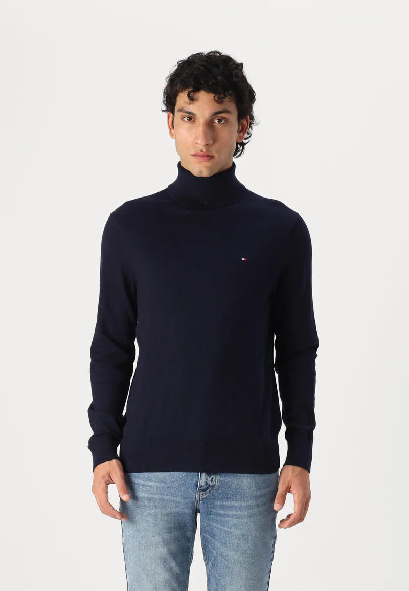 Tommy Hilfiger PIMA ORG CTN CASHMERE ROLL NECK - Pullover - blEU