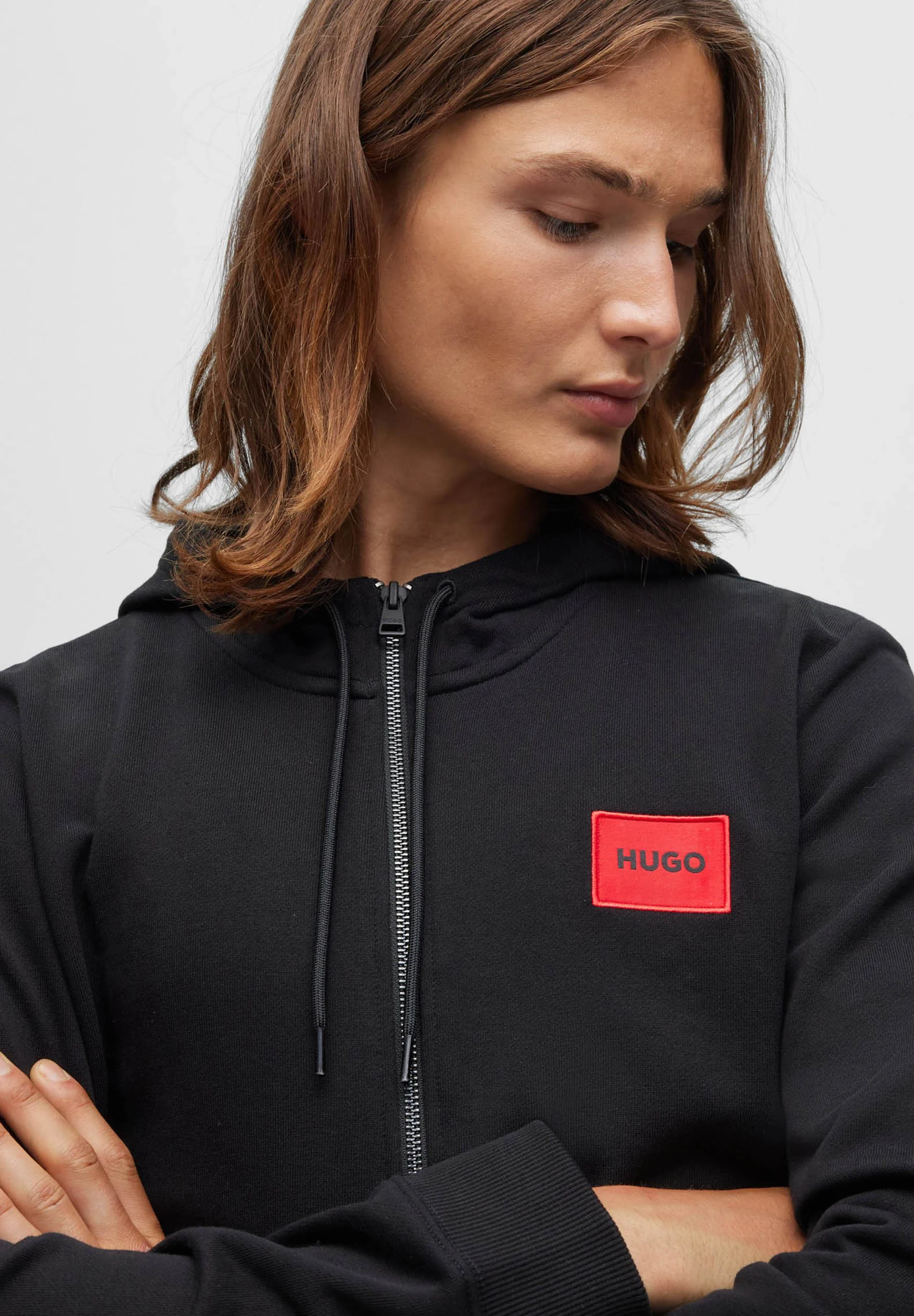 HUGO DAPLE - Zip-up sweatshirt - black