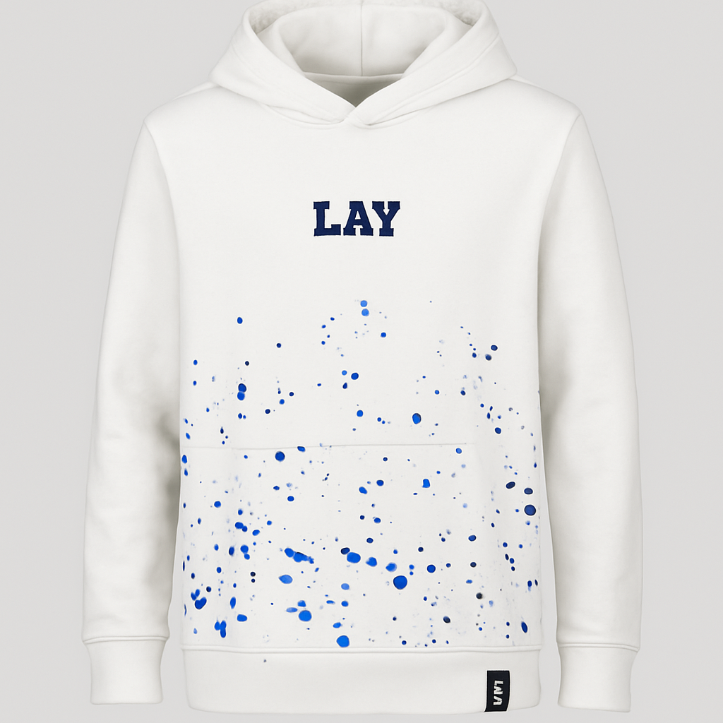 Felpa LAY Bianca con Schizzi – Taglia M (Ragazzo)