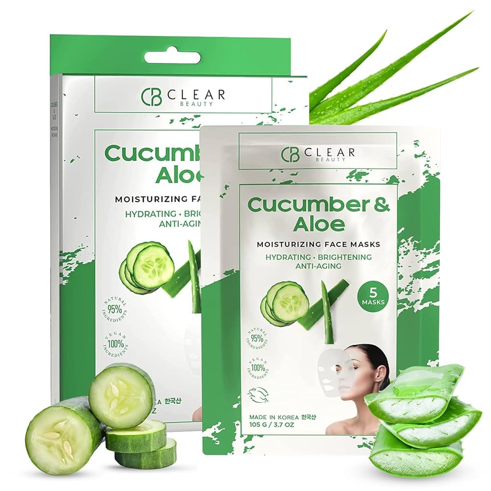 Clear Beauty. Mascarillas faciales de pepino y aloe