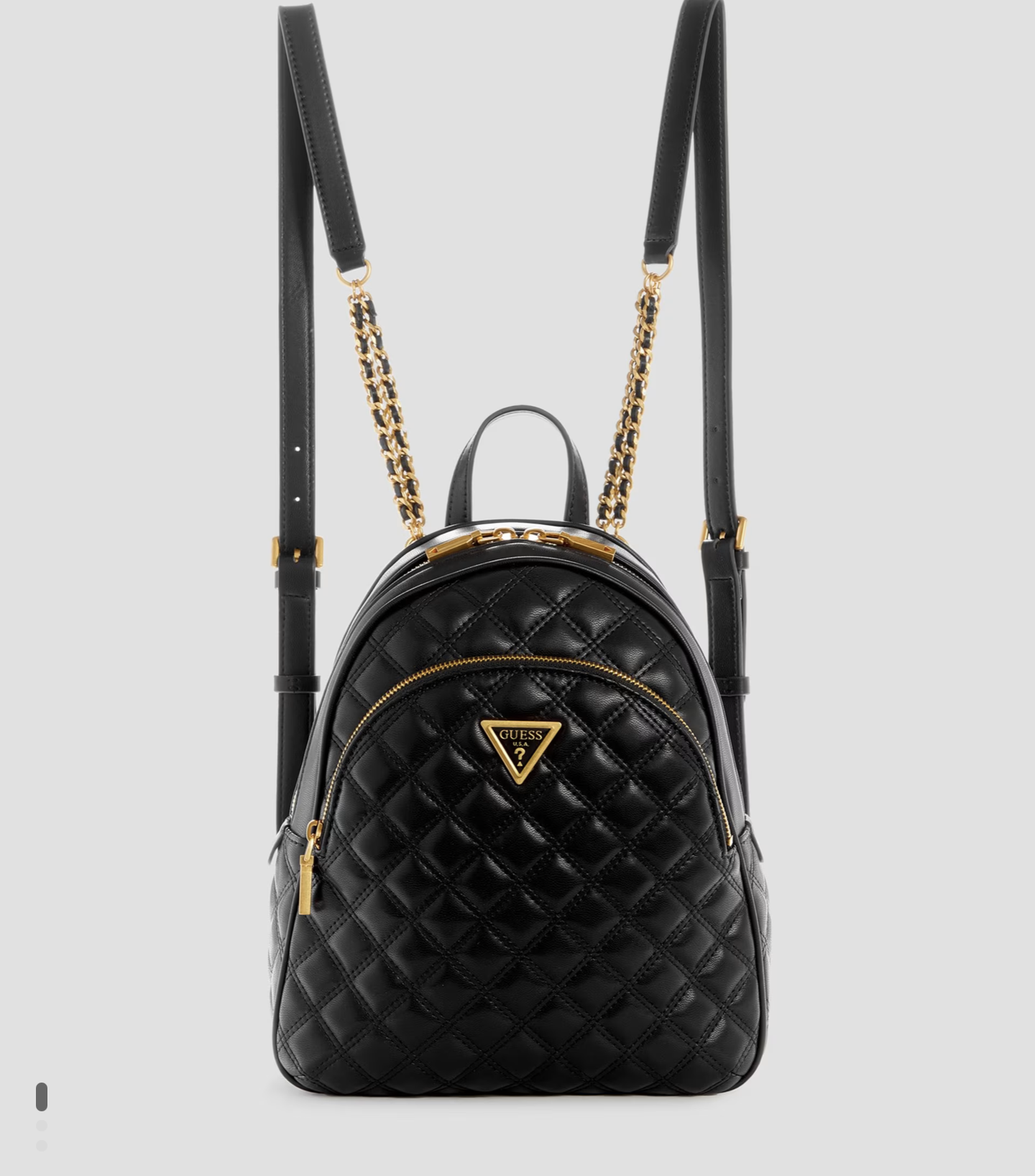  Guess. Mochila negra de cuero.