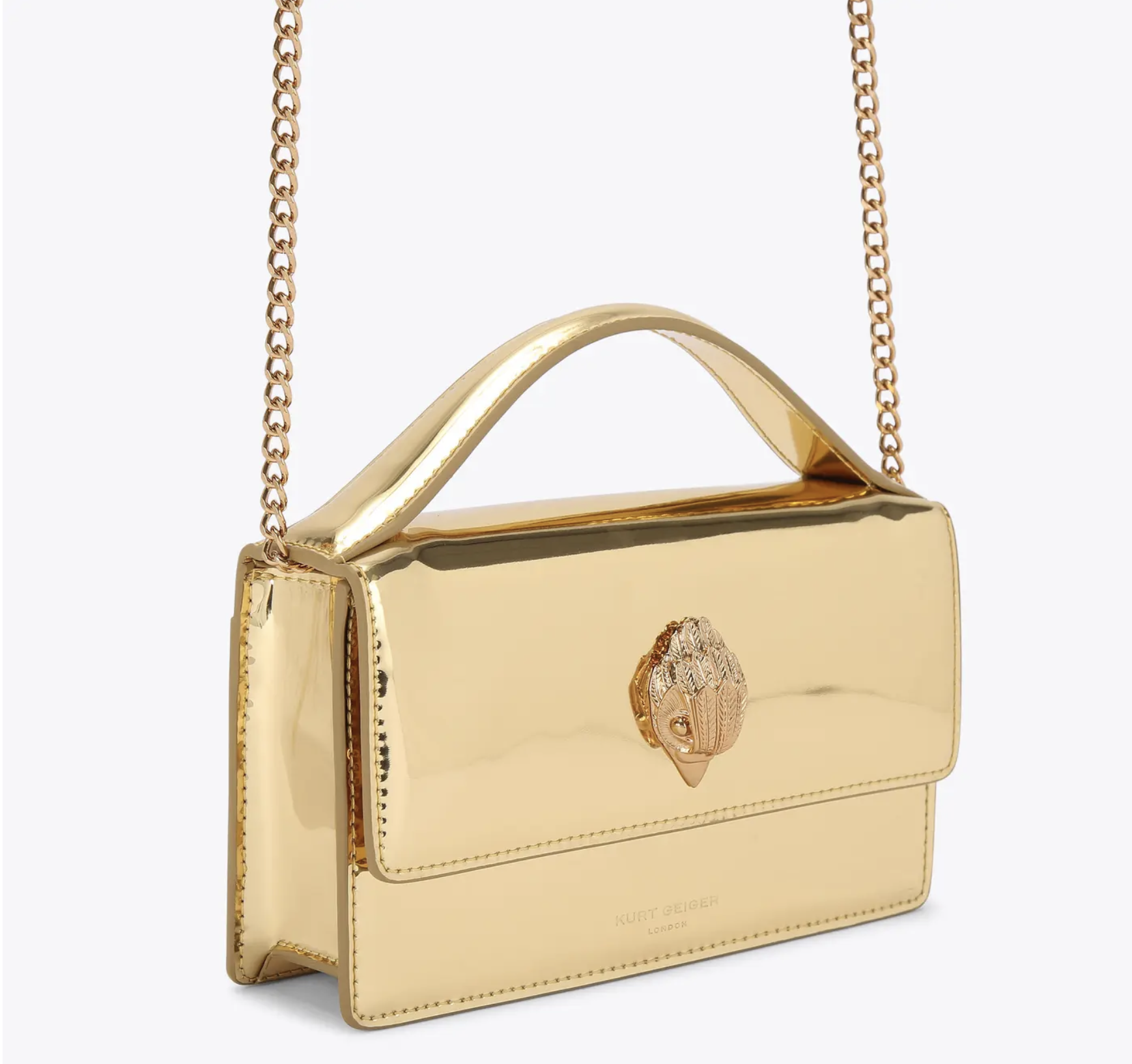 KURT GEIGER LONDON. Small bond top handle bag. Bolso dorado.