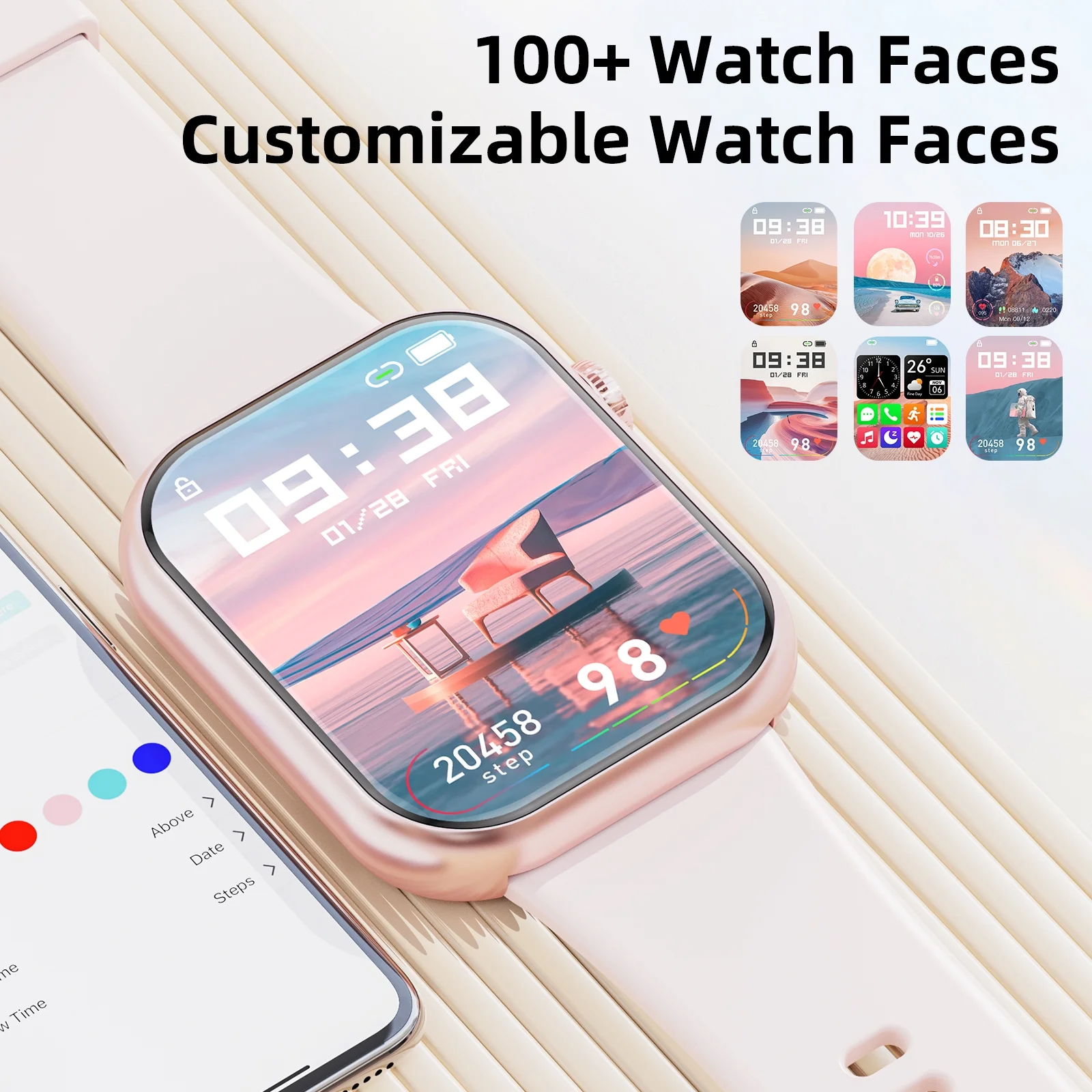 Reloj inteligente rosa. Mingdaln 2025.